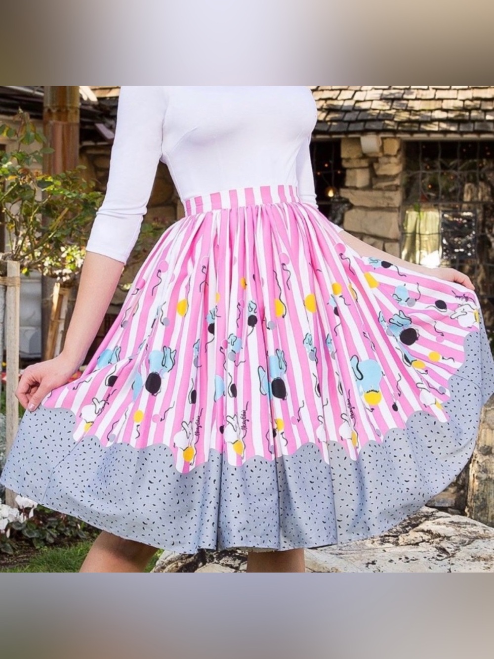 Pinup Couture Mary Blair Jenny Skirt Circus Elephant Print full Skirt Large